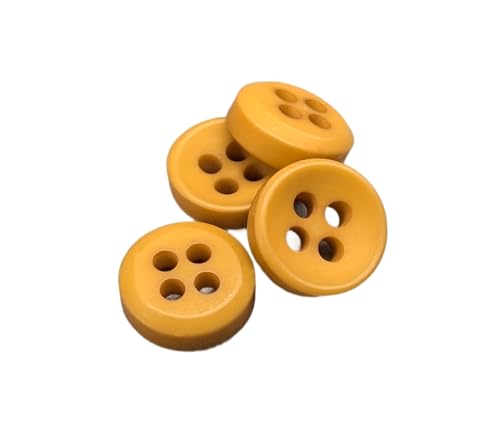 Botiboton - 50 Shirt Replacement Buttons – 8mm (0.31") Slightly Concave Opalux Color Ochre Matte Finish with 4 Holes of 2 mm for Sewing Shirts, Blouses & Crafts – Made in Spain