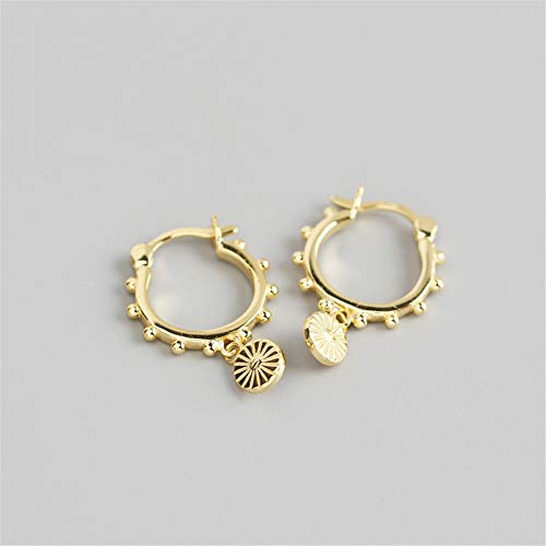 Punk Disc Drop Dangle Small Hoop Earrings For Women Girls 925 Sterling Silver Huggie Ball Bead Lever Back Hoops Cartilage Click-Top Nickel Free Fashion Bohemian Dainy Jewelry (Gold) #TOP4