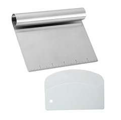 Midgreyeye 2 Pezzi Taglia Impasto Con Scala Graduata In Acciaio Inox, Raschietto Per Pasta,tarocco Per Impasti Multiuso,Spatola tagliapasta Per Torte, Pizza, Torte, Dough(15 * 11,3+13,5 * 9,1cm)