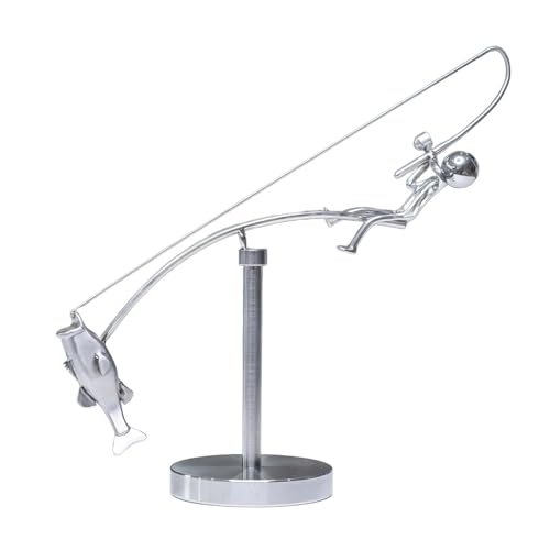 Fisherman Balancing Sculpture, Kinetics Fishing Sculpture, Balance Art for Your Space,Balances Art Sculptures,Metal Fishing Statue for Home Office Desktop Decoration, Fisherman Home Decoration (1PCS)