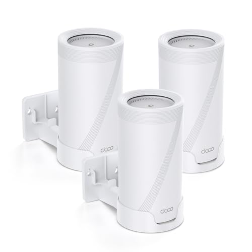 MSAFF Wall Mount for TP-Link Deco BE Series (BE65-5G/BE75/BE85/BE95/BE10000/BE22000/BE33000), WiFi 7 Mesh Bracket with Cable & Power Adapter Storage, ABS Wall Rack, Easy Installation (White-3 Pack)