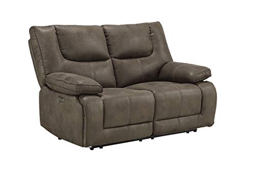Sillón reclinable tapizado en cuero gris eléctrico