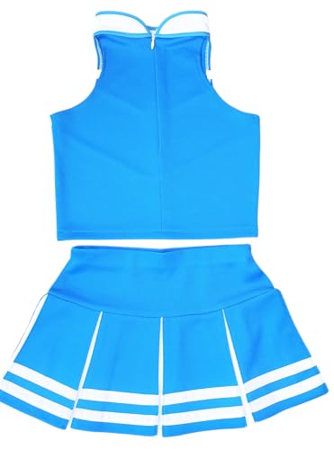 Total 2550 Little Girls' Cheerleader Cheerleading Outfit Uniform Costume Cosplay Halloween Medium Blue/White (XL / 10-12) - Thumbnail 2
