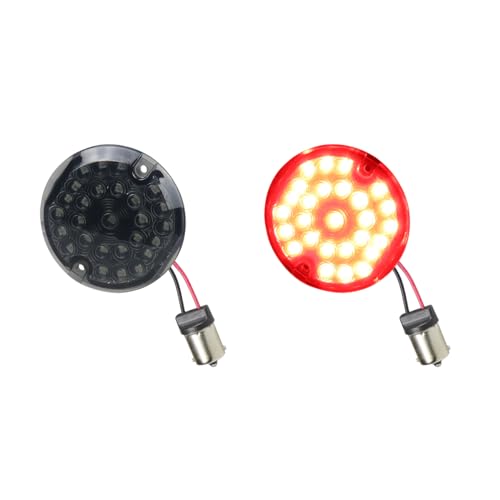 MotoParAcc 1156 Rear LED Turn Signals, 3 1/4 Inch Flat Motorcycle Brake Taillights for Harley Touring Road King Electra Glide Softail Ultra Classic Ultra Limited - 2Pcs