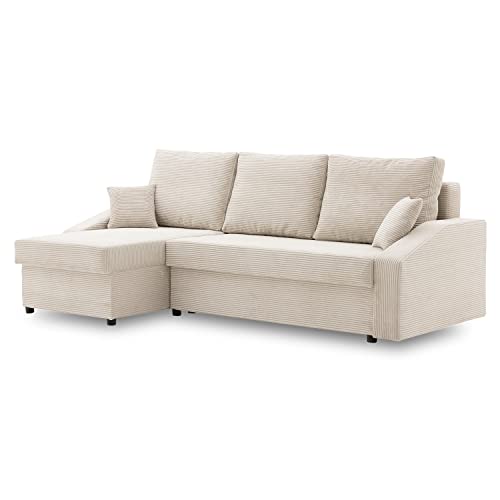 Ecksofa Dorma mit schlaffunktion, einfacher Aufbau, modernes Design, polstermöbel. Schlafcouch zum Wohnzimmer. Widerstandsfähiges, Minimalistisches Design (POSO 100)