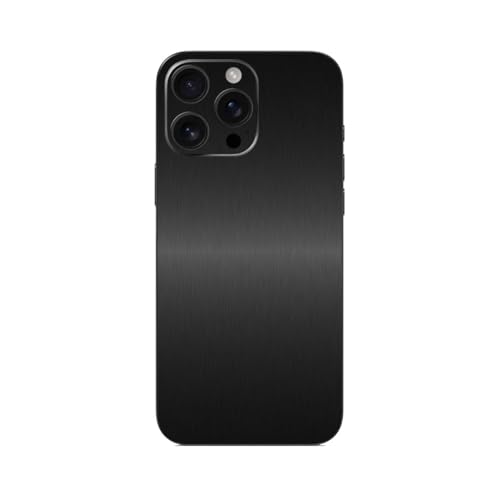 Skin iPhone 16 Pro Max SopiGuard noir brossé, protection style minimaliste pour le quotidien