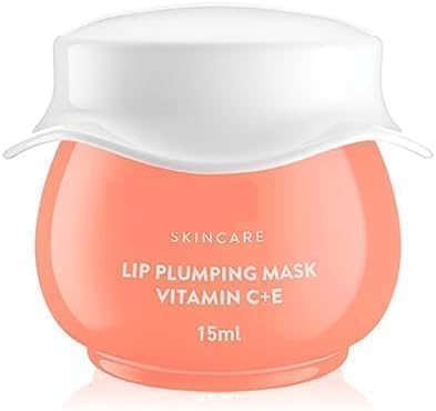 HYD Mascarilla voluminosa de labios con vitamina C + E para labios naturalmente radiantes, desvanece la pigmentación de los labios, suaviza los labios escamosos y secos (naranja sanguina y nectarina