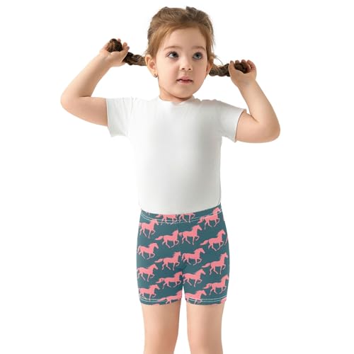 Pink Horses Prints Girls Shorts Elastic Waist Sports Shorts Girls Leggings Pants for 4-10 Years3
