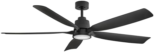 Hinkley Bodin 64" Integrated LED Smart Fan, White Polycarbonate Lens, Driftwood Composite Blades, Matte Black Finish