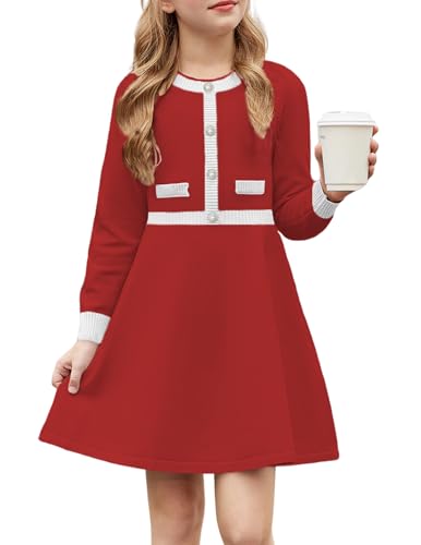 Arshiner Mädchen Kleider Winter Kinder Warm Strickkleid...