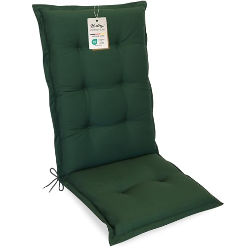 Herlag Gartenmöbelauflage Valeria Hochlehner 123x50x7,5cm | Sitzauflage Einfarbig | Polsterauflage Klappsessel | Gartenstuhlauflage Design-Edition | Öko Tex 100 | 1 Polster | Dunkelgrün