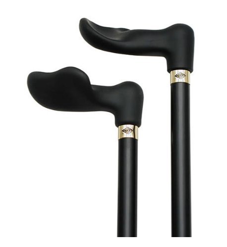 Soft Touch Palm Grip Cane Black With Satin Black Handle  -Affordable Gift! Item #DHAR-9787200