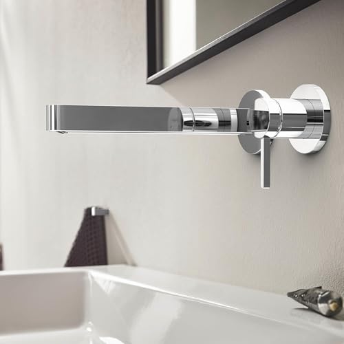 hansgrohe Finoris Bathroom Faucet, 1-Handle 2-Hole Wall Mounted Bathroom Sink Faucet for Vanity 1.2 GPM, Chrome, 76050001 by hansgrohe - Image 2