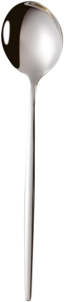 Silverware Flatware Set, 1/4/6/8 Pieces Round Spoons 304 Stainless Steel Spoons Household Creative Dessert Spoon Coffee Spoon Long Handle Mixing Spoon(Green,8 Pieces)