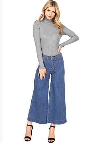 Image of Ambiance Apparel Women's Ribbed Long Sleeve Turtleneck Top