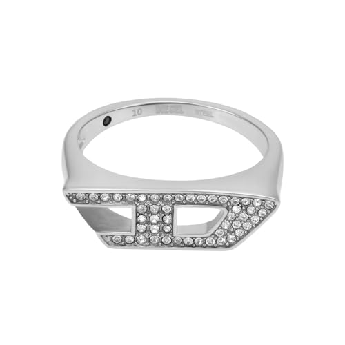 Finitura: combinata Diesel D Logo DX16290407 - Anello da uomo in acciaio inox argentato