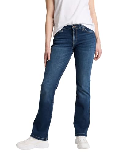 Cross Jeans Damen Jeans Lauren - Bootcut - Blau - Deep Blue Used W27-W34 Stretch, Größe:27W / 34L, Farbe:Deep Blue Used 025
