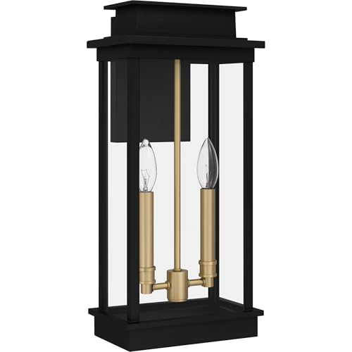 Quoizel Noelle Outdoor Wall Lantern, Coastal Armour 19 Inch 2-Light Matte Black Vintage Wall Sconce, Transparent Clear Glass, 60W, French Country Outside Lights for Patio, Porch, Garage or Yard - Image 7