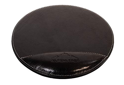 Alpenleder Mousepad - MEERSBURG (Handgefertigt) - Nachhaltiges Bio-Leder aus regionaler Landwirtschaft | Mauspad Gaming Leder, Mousepad mit Handauflage *Fair Produziert* (24cm, Ebenholz)