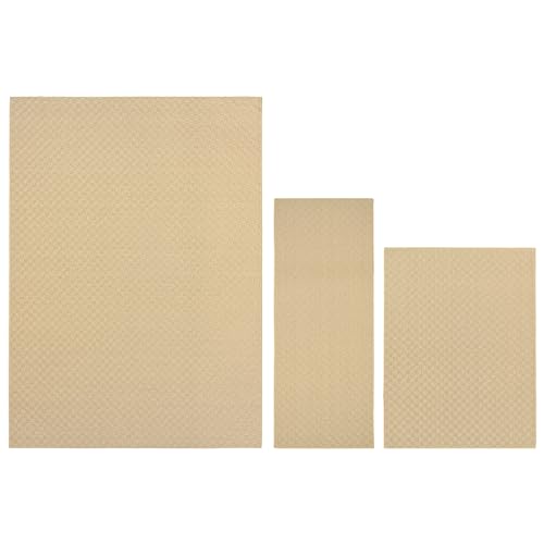Garland Rug Medallion 3 Piece Rug Set (5'x7', 3'x4', 24"x60") Tan Living Rooms & Hallways, Stylish & Durable for High-Traffic Areas by Garland Rug - Used condition - US$51.86