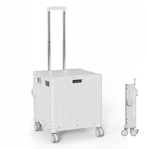 Carrito de la compra plegable con ruedas, capacidad de 65 l/80 l, mango retráctil, capacidad de carga de 50 kg, fácil de limpiar, ideal para compras, picnic, camping