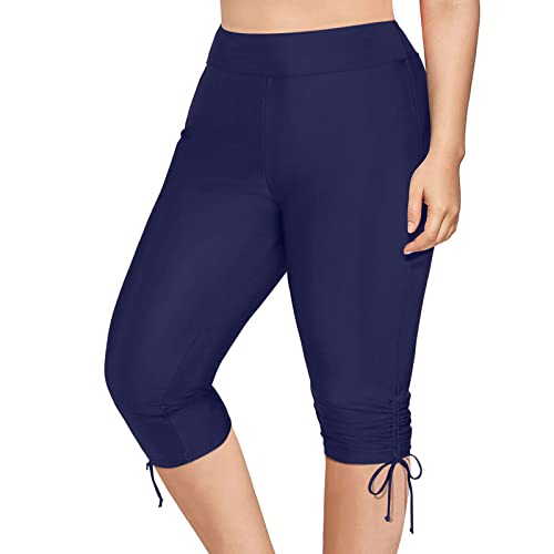 Bas de maillot de bain grande taille à plis - Short ruché coupe haute et maintien sport