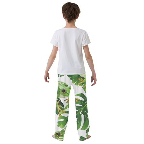 Frog and Leaf Print Boys Long Pants Soft Trousers Elastic Waist Kids Lounge Bottoms with Pockets S-XL3