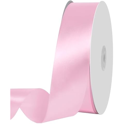 1 1/2 inch Pink Ribbon,100 Yards 1-1/2 inch Pink Stain Ribbon Solid Fabric Ribbon for Gift Wrapping Floral Bouquets Wedding Home Party Decoration Cover