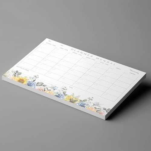 Planner Agenda Mensal Floral - 50 folhas - tamanho A4