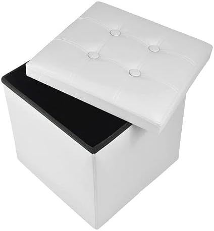 PUFF POUF CONTENITORE QUADRATO ECOPELLE PANCA BAULE 38X38CM TRAPUNTATO BOTTONI (TORTORA, CON BOTTONI) (grigio)