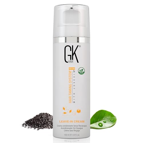 GK HAIR Global Keratin Leave In Conditioner Cream (4.4 Fl Oz/130ml) Conditioning Detangler Hydrating Smoothing Moisturizing & Frizz Control For Dry Damaged Hair Pre Swim Protection - All Hair Types