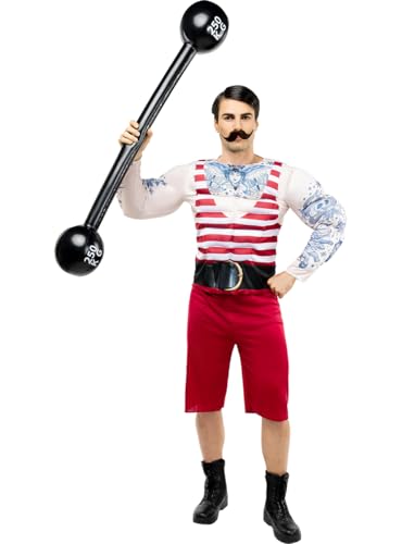 Funidelia | Disfraz de forzudo para hombre y mujer Circo, Original y Divertido - Disfraz para adultos y divertidos accesorios para Fiestas, Carnaval y Halloween - Talla M - Negro