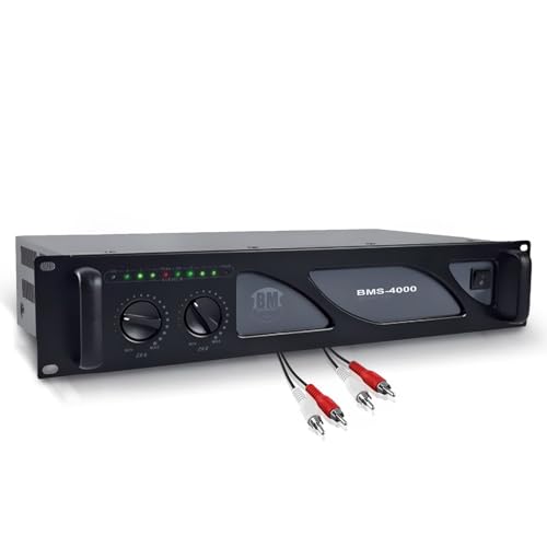 Ampli Puissance Pro DJ - BMSonic BMS-4000-4000W - Technologie MOSFET avec Ventilation Continue, Câble RCA/RCA
