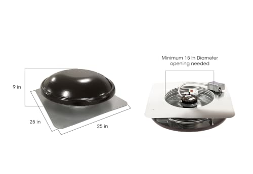 Extracto de techo Master Flow GAF 1500 CFM con humidistato y termostato para áticos de hasta 2800 pies cuadrados | Construcción duradera de acero galvanizado | Rejilla integrada - Color madera envejecida que combina con tejas miniatura 5