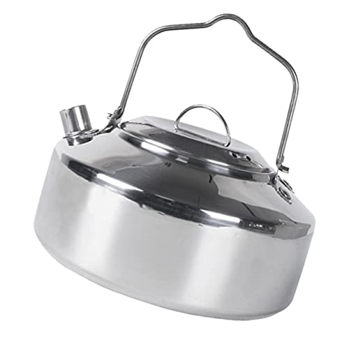 SUPVOX Camping Tea Kettle Portable Outdoor Water Pot 1000ml Stainless Steel Stovetop Kettle Compact Camping Cookware