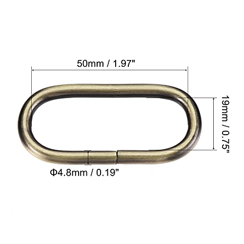 Sourcing map Metallo Ovale Anello Fibbie 50x19mm