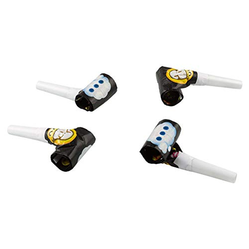 Amscan 9901297 - Luftrüssel Fröhliche Zeichen, 8 Stück, Größe ca. 30 cm, Schwarz mit mehrfarbigen Motiven, Partytröte, Emoticons, Smiley, Give Away, Geburtstag, Mottoparty, Geschenk, Kinderparty