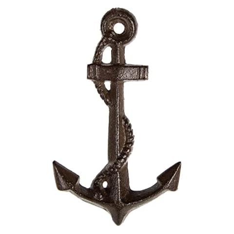 Logbuch-Verlag Small Cast Iron Anchor Dark Brown 15cm Wall Ornament Hanging Decoration Cover