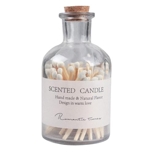 60pcs Eco-Friendly Wooden Matchsticks with Jar Lid Box Safe Tasteless Natural Wood Matches for Candle Lighting Decorative Candle Jar Lid Matches Reusable Matchbox for Home and Decor