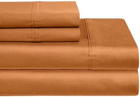 Juego de sábanas de algodón egipcio, 1000 hilos, colección Milano, Algodón, Spice, King