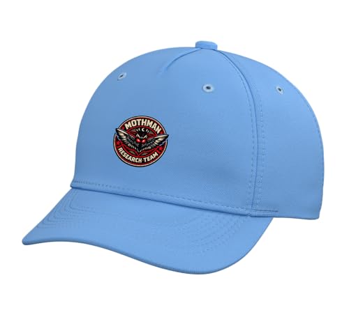 Mothman Cryptid Paranormal Monster Research Team Retro Vint Adjustable Printed Baseball Hat, Light Blue