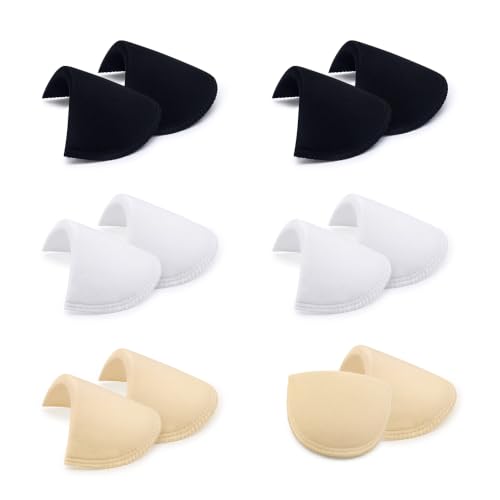 SEMINI 6Pairs White Black Skin 1cm Sew Foam Shoulder Pads Suit Coat