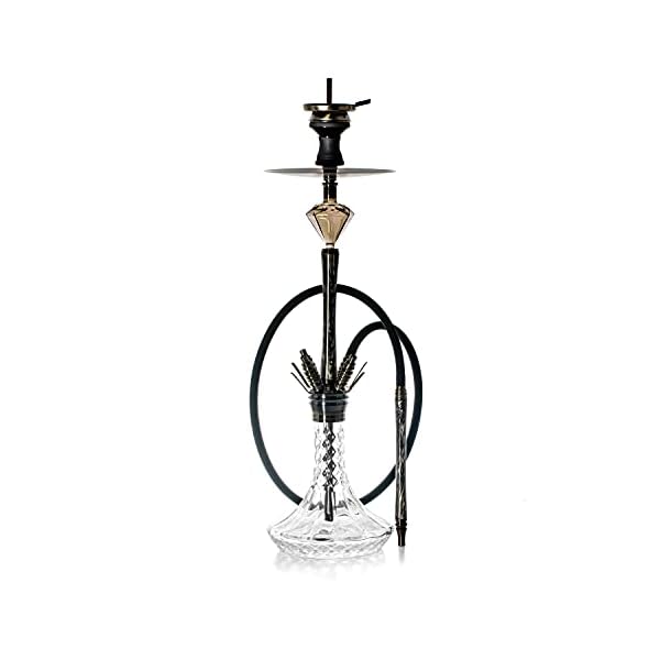 Camo Dignity Shisha Set V2A Edelstahl Silber 88 cm Hookah Wasserpfeife 18/8 Schliff Steinkopfset Molassefänger Close… – Bild 3