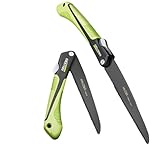 LQHZC​ 折畳のこぎり ノコギリ 小型 刃長22cm 輸入SK7鋼 三面研磨歯 黒チタンコーティング 安全ロック付き 滑り止めグリップ キャンプ 園芸 木工 DIY 枝切り 乾湿木材兼用 最大剪定:枝350mm/生木200mm​ (黒＋緑)