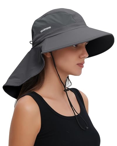 Image of Sun Hat UPF50+, Breathable Wide Brim Bucket Hat Outdoor for Hiking Garden | Large-Area Neck Flap, Water-Resistant Nylon , Blocks 99% UV radiation, lightweight, moisture-wicking,Quick-Dry for Women Men