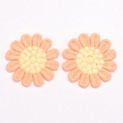 Naszywka haftowana 3 cm 30 szt. małych kwiatów stokrotki haftowane naszywki do prasowania chińskie na odzież małe przyszycia kurtkę jeansową(15 Petals Orange)