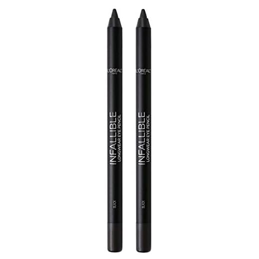 L'Oreal Paris Makeup Infallible Pro-Last Pencil Eyeliner, Waterproof and Smudge-Resistant, Glides on Easily to Create any Look, Black, 2 Count