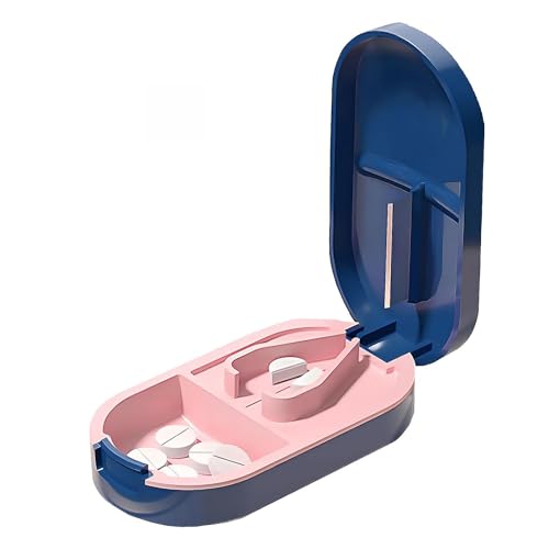 Tablettenteiler, Tablettenteiler für Alle Tabletten, Tablettenschneider, Pillenteiler, für Reise & Täglichen Gebrauch(Dunkelblau)