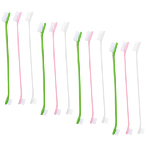 HANABASS 12pc Dual-Head Dog Toothbrush Set Pet Oral Cleaning Brush Non-Slip Handle