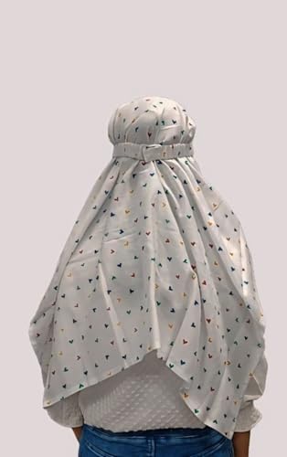 Image of Cotton Long Scarf Cum Mask Scarves Usable for Vehicle Driver | White Printed Design Fabric | Universal Size | Soft & Breathable Sun Protection | For Girl & Women
